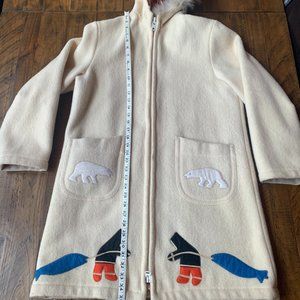 Vintage Enterprise Creme Wool Northern Parka with Blue Storm Shell Size 14
